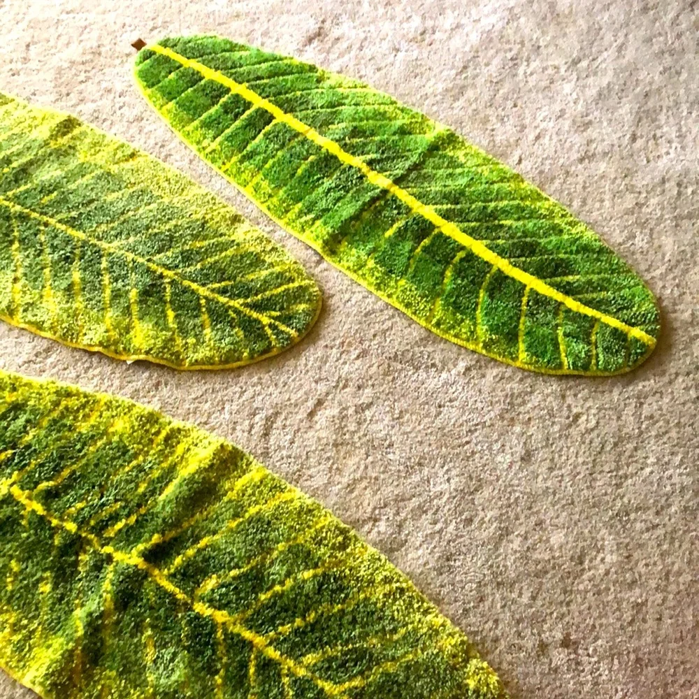 4 Tropical Leaf Rugs New w/o Tags Never Used